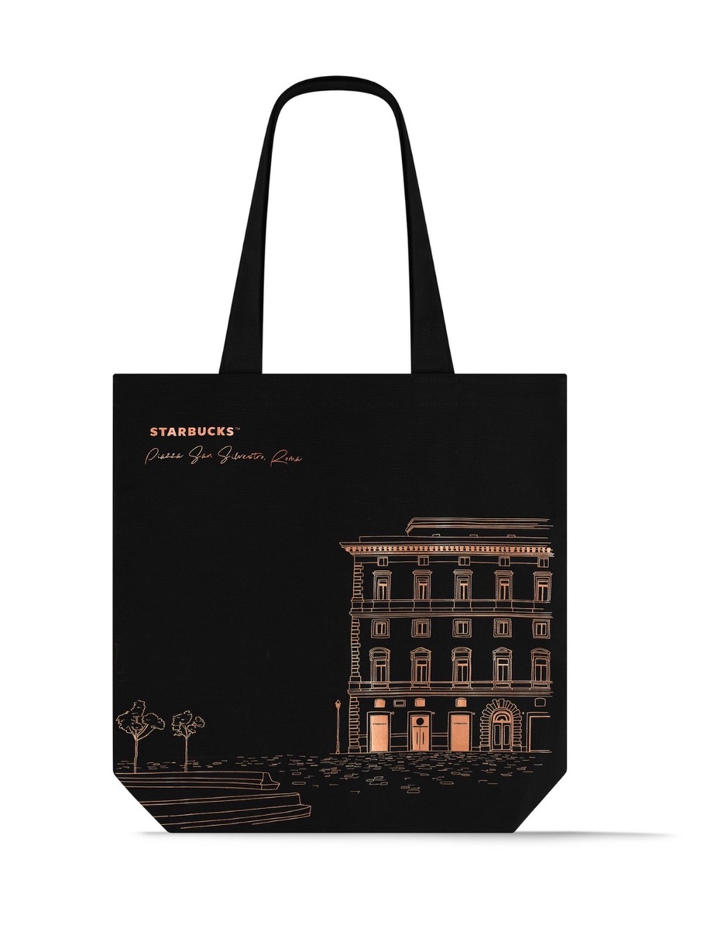 Starbucks Black Tote with Copper Cityscape Detail